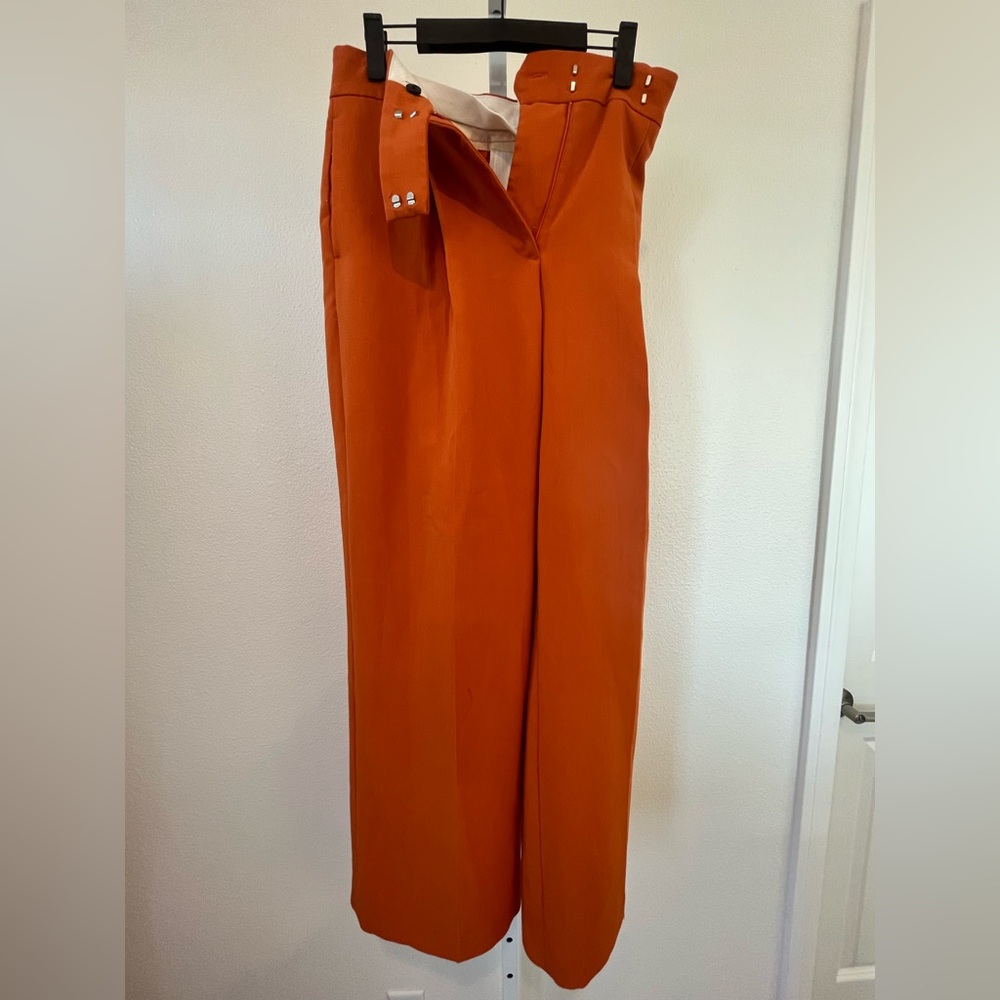 Zara Vibrant Orange Wide-Leg Pants - Picture 2 of 5